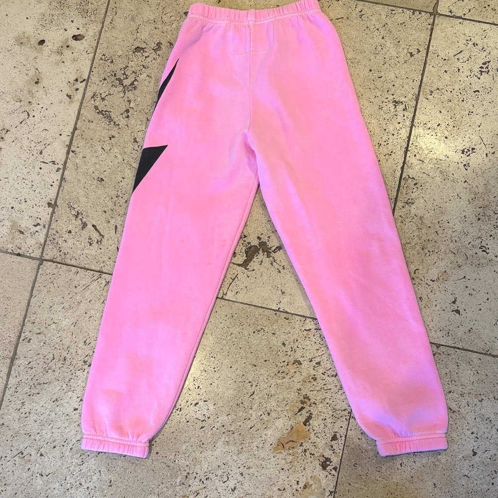 Aviator Nation Pink Joggers with Black Lightning Bolt - Picture 4 of 5